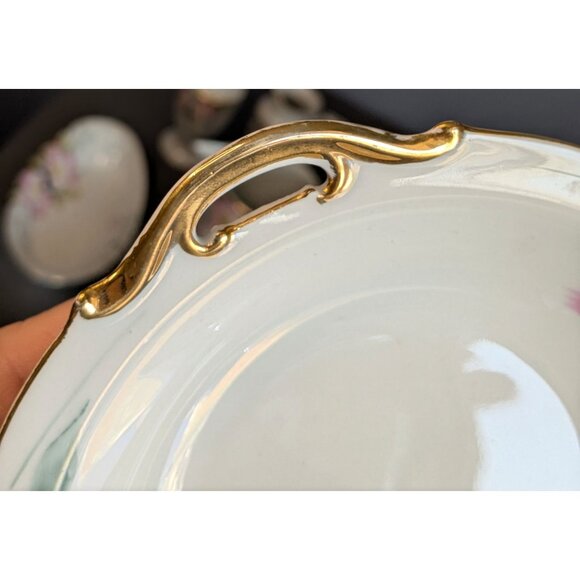 Noritake Azalea Bon Bon Dish 6.5" Floral Design Gold Handle Morimura mark - Picture 9 of 13